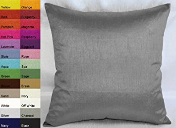 Creative Faux Silk Solid Euro Sham / Pillow Cover 26 by 26 - Charcoal