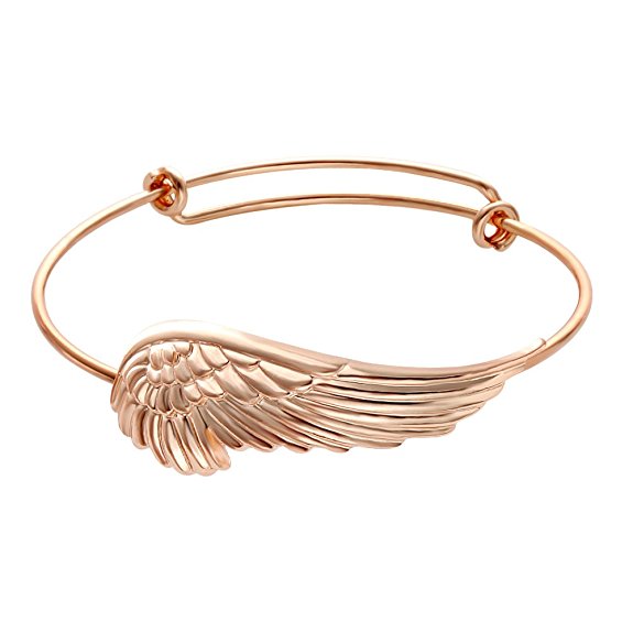 SENFAI Three colors supernatural protection angel wing Adjustable Love Bangles Women Girl Charm Barcelets Gifts