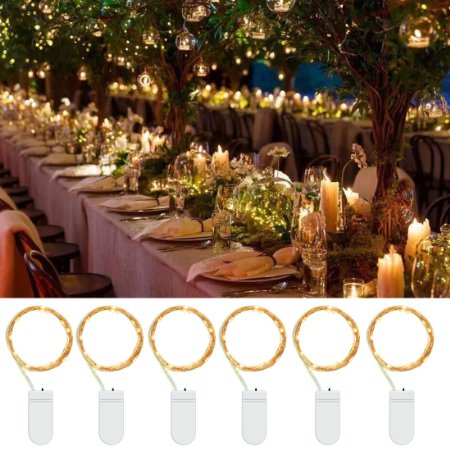 6 Set Fairy String Lights Battery Operated 6.6 Feet 20 Leds LED Moon Lights YIHONG Starry String Lights Copper Wire For Wedding Centerpiece Dinner Party Decoration, Fairy Dress Costume Making,Bike Wheel Decor