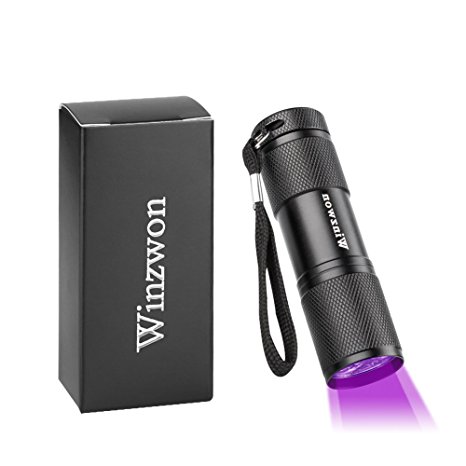 Winzwon UV Torch UV Flashlight Ultraviolet Torch Black Light Flashlight Pet Urine & Stain Detector, 3 AAA Batteries Incl