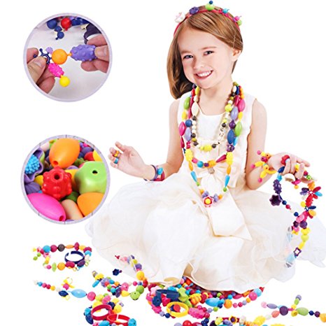 Pop Beads Set Girl Toy Yosmi Creative DIY Jewelry Making Kit Necklace Bracelet for Girls Art Crafts Snap Beads Educational Toy(165 Pieces)