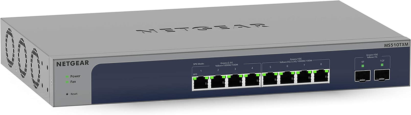 NETGEAR 10-Port 10G Multi-Gigabit Ethernet Smart Switch (MS510TXM) - Managed, 8 x Multi-gig Ports, 2 x 10G SFP , Optional Insight Cloud Management, Desktop or Rackmount, Limited Lifetime Protection