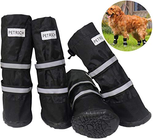 URBEST Dog Shoes, Waterproof Dog Boots, Warm Lining Nonslip Rubber Sole for Snow Winter, Only for Medium and Large Dogs, 2 Pairs