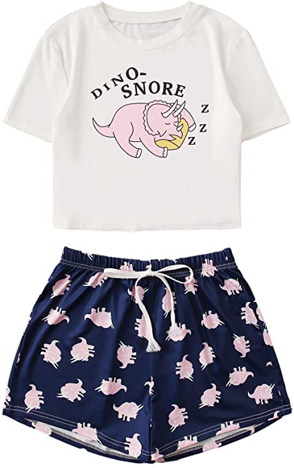 DIDK Women's Flamingo Print Cami and Plaid Shorts Pajama Set