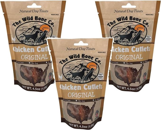 3 Pack of Chicken Cutlets Natural Dog Treats, 4.5 Ounces Each, Made in The F