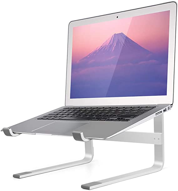 SENWOW Laptop Stand Ergonomic Laptop Riser Aluminum Laptop Holder Cooling Stand Compatible for MacBook Pro/Air, HP/Dell/Lenovo/Samsung, Acer, 10-15.9" Notebook and Tablet (Silver)