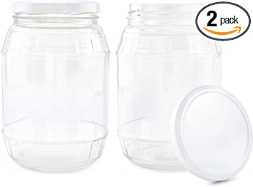 Cornucopia Quart Barrel Canning Jars (2-Pack), 32oz Glass Jars Great for Canning, Pickling, Preserving, Dry Food Storage, and Craft Storage