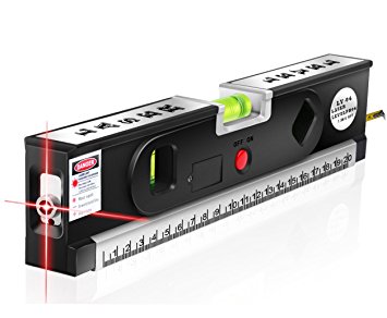 Multipurpose Laser Level Laser Measure Line Measure Tape Ruler Adjusted Standard and Metric Rulers(Black)-FOLAI