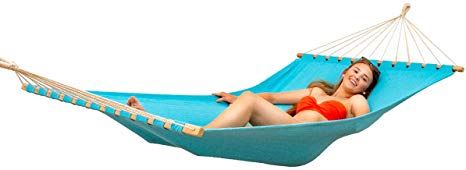 AMANKA XXL double Hammock with wooden spreader-bars 200x120cm for 2 people Blue