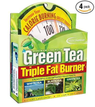 Applied Nutrition Green Tea Triple Fat Burner, 30 Liquid Soft-Gels (Pack of 4)