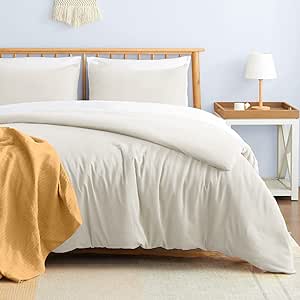 VEEYOO Cal King Duvet Cover Cotton - 100% T-Shirt Jersey Knit Cotton Duvet Cover Set with Zipper Closure, Extra Soft Breathable Comforter Cover (1 Ivory Duvet Cover, 2 Pillowcases)