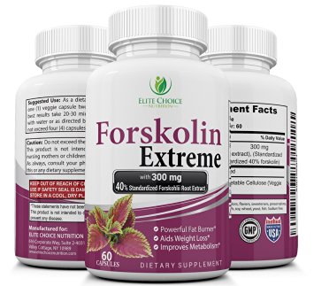 Forskolin Extreme 40% Standardized with 300mg - Best Fat Burner Weight Loss Supplement & Metabolism Booster High Quality 100% Natural & Pure