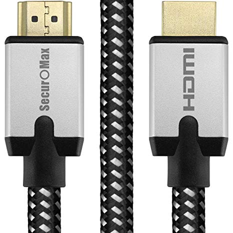 SecurOMax HDMI Cable 6 Feet (UHD 4K @ 60Hz, 18Gbps, HDMI 2.0) with Braided Cord and Ethernet Audio Return Channel