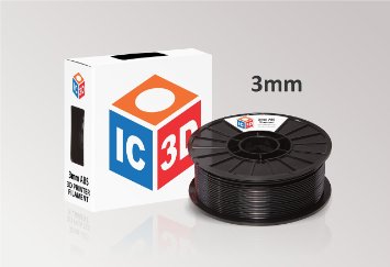 IC3D High Quality Black 3mm ABS 3D Printer Filament - 2lb Spool - Dimensional Accuracy  /- 0.05mm - Professional Grade 3D Printing Filament - MADE IN USA