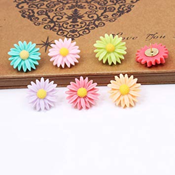 Yalis 12 Pcs Decorative Push Pins, Assorted Color Floret Creative Thumbtacks for Home or Office Whiteboard, Corkboard, Photo Wall Holding Paper or Decoration