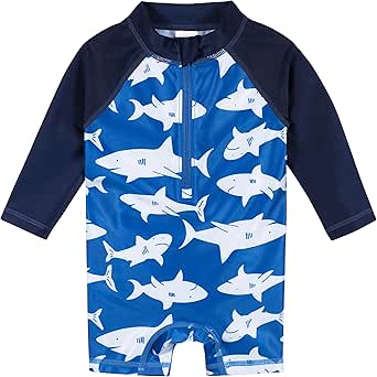 Gerber Baby-Boys Toddler Long Sleeve One Piece Sun Protection Rashguard Swimsuit