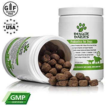 Doggie Dailies Probiotics for Dogs: 225 Soft Chews, Advanced Dog Probiotics with Prebiotics, Relieves Dog Diarrhea, Improves Digestion, Optimizes Immune System & Enhances Overall Health, Made in USA