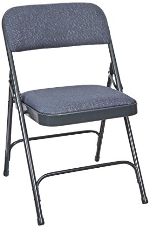 National Public Seating 2200 Series Steel Frame Upholstered Premium Fabric Seat and Back Folding Chair with Double Brace, 480 lbs Capacity, Imperial Blue/Char-Blue (Carton of 4)