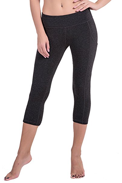 Houmous Women's Workout Yoga Capris Running Yoga Pants with Side Pockets for 5.5" Mobile Phone