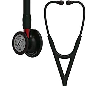 3M Littmann Cardiology IV Monitoring Stethoscope Pop of Color Special Edition Colors 27 inch (Black, Red Stem & Blackset (6200)