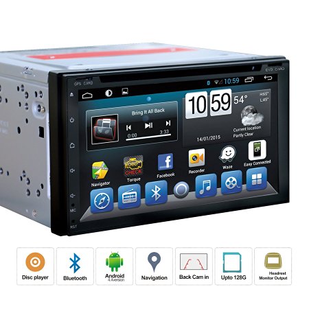 ATOTO Quadcore Android 2Din Car Stereo, 6.95in Touchscreen Entertainment - Indash Multimedia Head Unit w/ FM RDS Radio Tuner, DVD Playback,WIFI, Bluetooth Handsfree, GPS Navigation, and more!