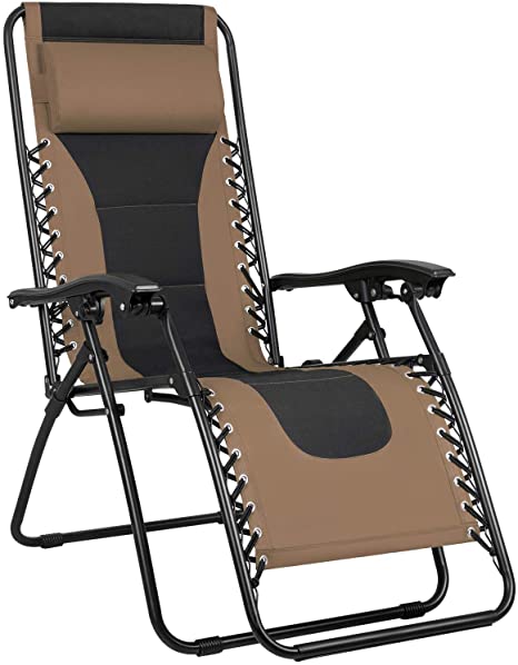 Greesum GS-TKZG1BN Oversize Padded Zero Gravity Lounge Chair Furniture, Brown