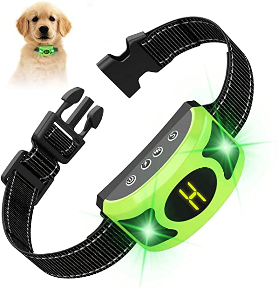 Valoinus Dog Bark Collar, Rechargeable Dog Training Anti Bark for Large Medium Small Dogs with Adjustable Humane Modes, LED Light & Screen Waterproof