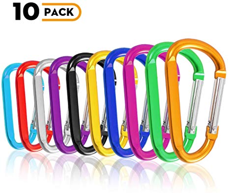 HAIOPS 3" Carabiner Keychain Clip Aluminum D-Ring Durable Hook Outdoor Accessories for Camping Hiking Fishing Traveling (Not for Heavy Duty Climbing)