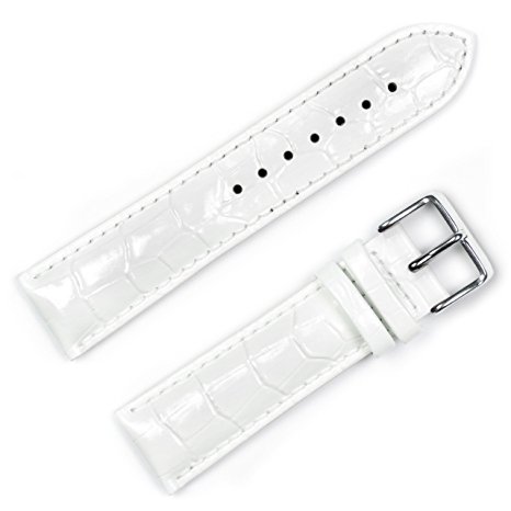 Crocodile Grain Watchband (Chrono) White 18mm Watch band - by deBeer