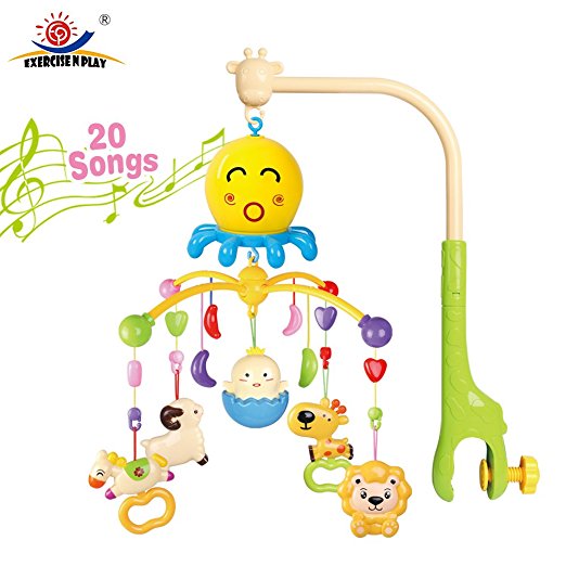 EXERCISE N PLAY Dreamful Bed Ring, Musical Crib Musical Mobile Bed Bell, Baby Bed Bell Rattle Rotate Bracket Toy for Baby (Green)