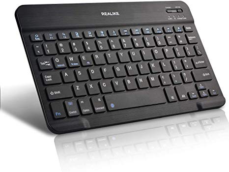 Bluetooth Keyboard,REALIKE Ultra-Slim Rechargeable Wireless Bluetooth Keyboard for iOS, Android, Windows, and Mac Compatible with iPad, iPad Pro, iPhone, Android Tablets etc (Black)