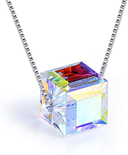 PLATO H S925 Sterling Silver Necklace Crystals from Swarovski Cubic Pendant Necklace for Women Allergy Free Unique Jewelry Gifts with Exquisited Gift Box