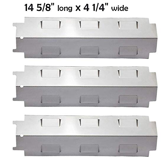 YIHAM KS734 Gas Grill Stainless Steel Heat Plate Shield Tent, Burner Cover Flame Tamer, BBQ Replacement Parts for Charbroil, Brinkmann, Kenmore, Master Forge, 14 5/8 inch x 4 1/4 inch, Set of 3