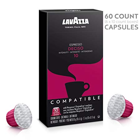 Lavazza Nespresso Compatible Capsules, Deciso Espresso Dark Roast Coffee (Pack of 60)