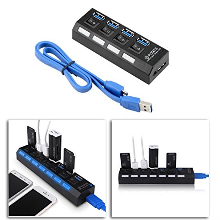 4-Port USB 3.0 Ultra Slim Data Hub for Mac, PC, USB Flash Drives and Other Devices