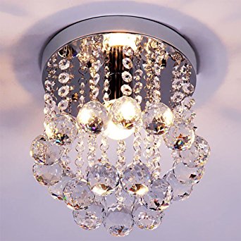 ZEEFO Crystal Chandeliers Light, Mini Style Modern Décor Flush Mount Fixture With K9 Crystal Ceiling Lamp For Hallway, Bar, Kitchen, Dining Room, Kids Room (8 inch)