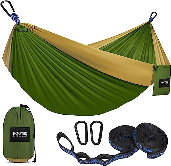 Kootek Camping Hammock Portable Indoor Outdoor Tree Hammock with 2 Hanging Straps, Lightweight Nylon Parachute Hammocks for Backpacking, Travel, Beach, Backyard, Hiking