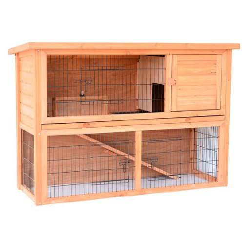 Pawhut 54 in. Wooden Rabbit Hutch/Bunny House with Outdoor Run