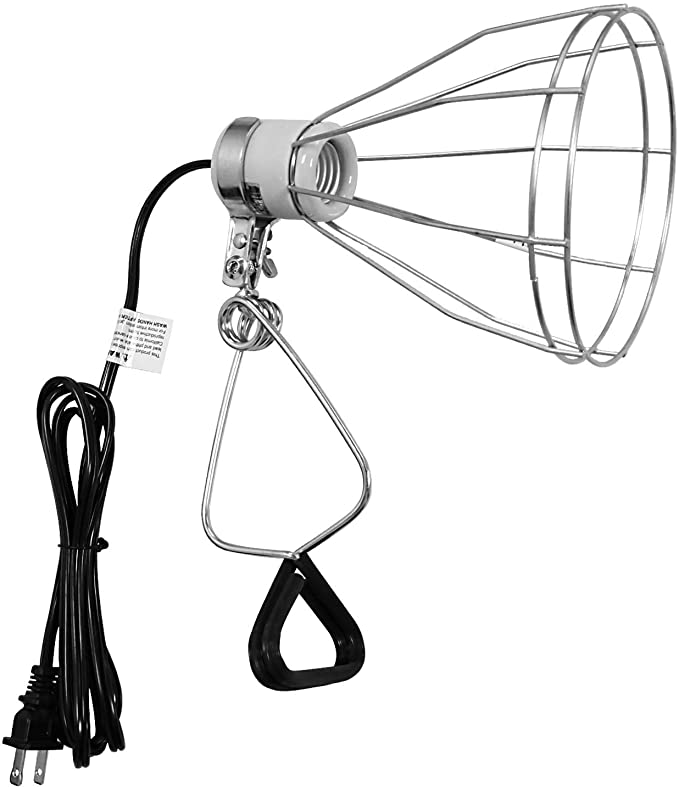 Simple Deluxe Clamp Lamp Light with Steel Cage Wire Grillup to 250W E26 Socket (No Bulb Included) 6' Cord Ul Listed, Silver
