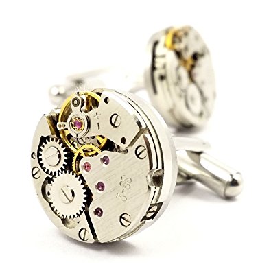 LBFEEL Cool Watch Movement Cufflinks for Men with a Gift Box