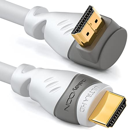 deleyCON 3.0m (9.84 ft.) HDMI 270° Angle Cable - Compatible with HDMI 2.0/1.4 - UHD 4K HDR 3D 1080p 2160p ARC - High speed with Ethernet - White