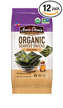 Annie Chun's Organic Seaweed Snacks, Sesame, 0.16-ounce (Pack of 12), America's #1 Selling Seaweed Snacks