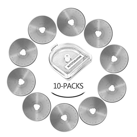 AUTOTOOLHOME 10 Pack 45mm Rotary Cutter Blades Replacement Blades Quilting Scrapbooking Sewing Arts Crafts,Sharp and Durable