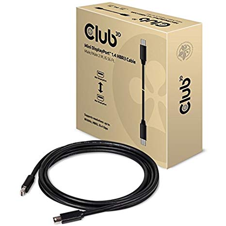 Club3D CAC-1164 Mini DisplayPort 1.4/HBR3 Cable DP 8K 60Hz 2m/6.56' Male, Black