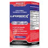 Liporidex MAX15 w Green Coffee - Ultra Formula Thermogenic Weight Loss Supplement Fat Burner Metabolism Booster and Appetite Suppressant - The easy way to lose weight fast - 72 diet pills - 1 Box