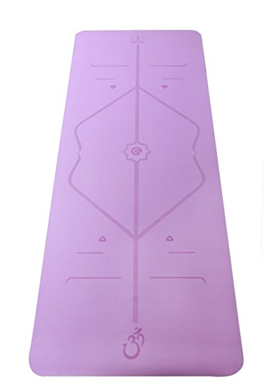 Premium Wet-grip Yoga Mats Printed Guided Alignment Line Eco-friendly,Great Cushioning ,Non-slip Travel Mat with Matching Bag