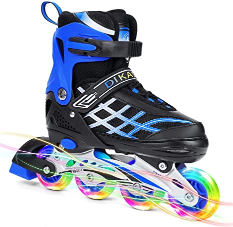 SKL Inline Skates for Kids Girls Boys with Light Up Wheels, Illuminating Roller Blade for Teens Beginners Outdoor Indoor Adjustable Size