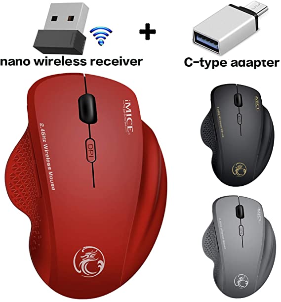 Wireless Mouse for MacBook Pro MAC Laptop Wireless Mouse for MacBook Air iMac Desktop Computer Windows Wireless Mouse for Chromebook XP (Red)