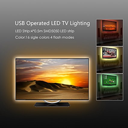 Derlson Bias Lighting for TV. Decorative Light / LED Strip Lights / Backlight Kit for Home-Theater ,Under-Cabinet , PC Monitor, Furniture, Decoration (Multi-Color RGB, Remote Control) (Black Strip)