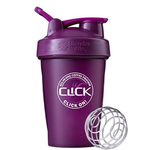 CLICK Espresso Protein Drink Shaker Cup with Wire Wisk Ball 20 oz
